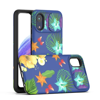 luxury lens protective cover For Samsung Galaxy F13 custom pattern two in one combo phone cases with push and pull lens