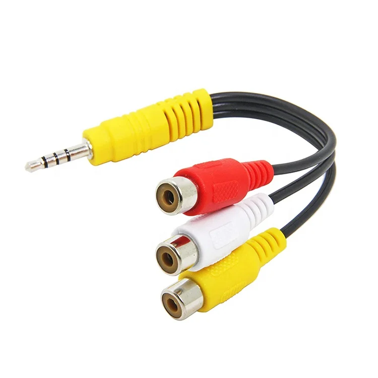 3.5mm 4-Pole Plug to 3 RCA Female Adapter PVC Coated Stereo Audio Video Cable for AV LCD TV HD TV & Monitor for Speakers