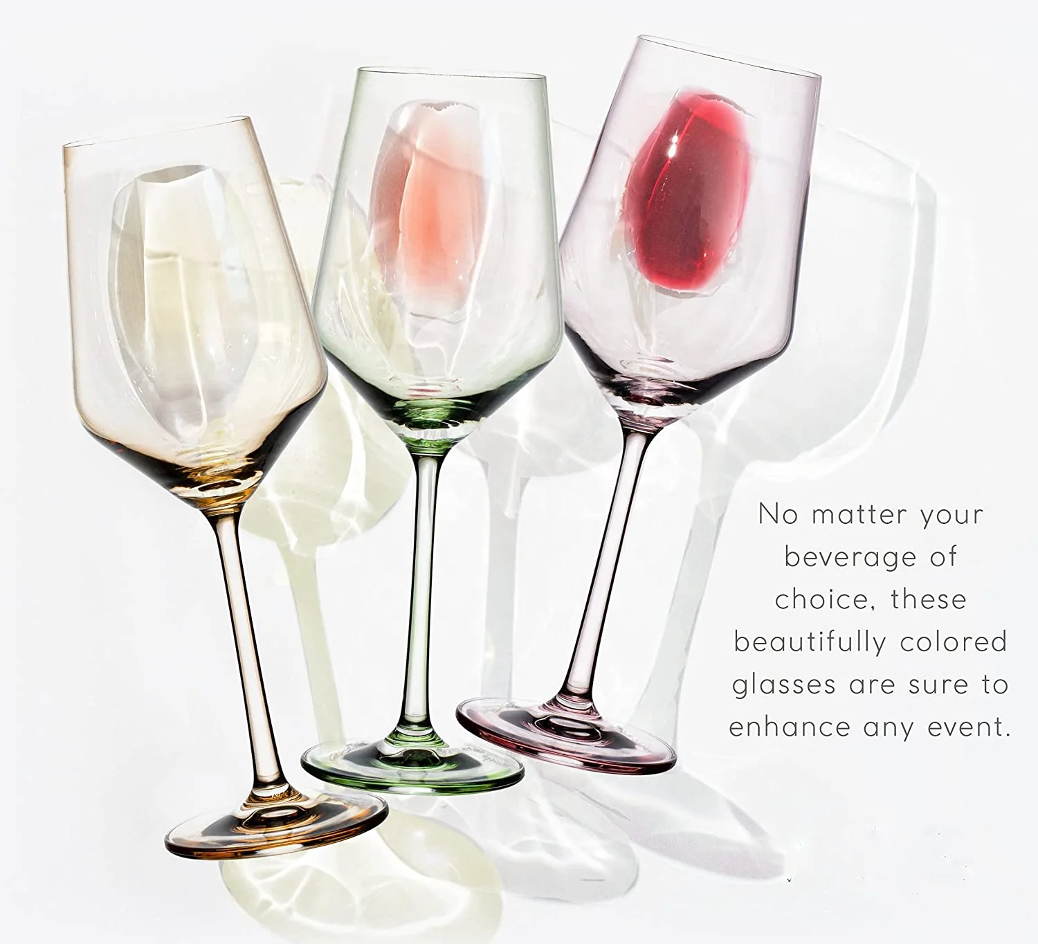 Tinted Unique Drinking Glasses Premium Stemmed Colored Glassware