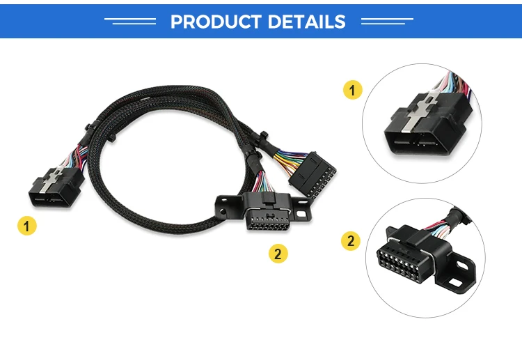 Universal OBD2 T-Harness With Brackets OBDII OBD16 Pin OBD Y Split Cable For OBD2 Diagnostic cable details