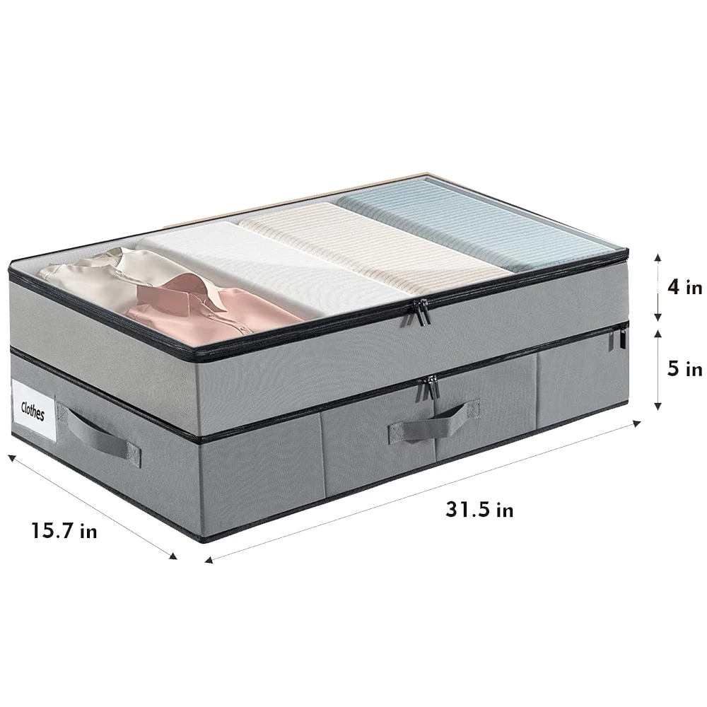 2-Pack Foldable 70L Extensible Double Layer Underbed Storage Bins Modern Design 3 Handles Bulk Packed 1cm Organization Tool