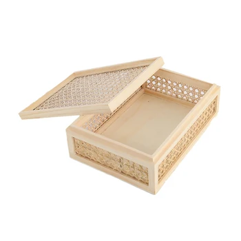 Unfinished wooden rattan gift box woven box made by rattan box storage