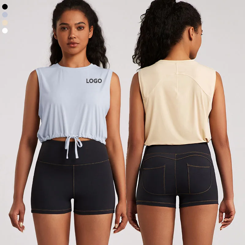 Wholesale High Quality Comfortable Sports Wear Short Sleeve Big Size Running Sports Wear  Tank Yoga Crop Tops for Women