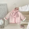 Veste en coton double face rose avec cache-cou