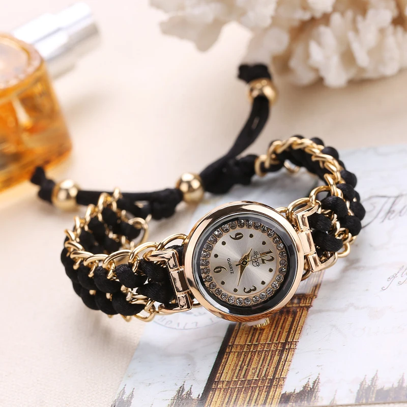 2022 New Design Creative Multi Color Bracelet Watch Ladies Braided Rope Strap Casual Quartz Wristwatch Reloj Muje for Women Gift