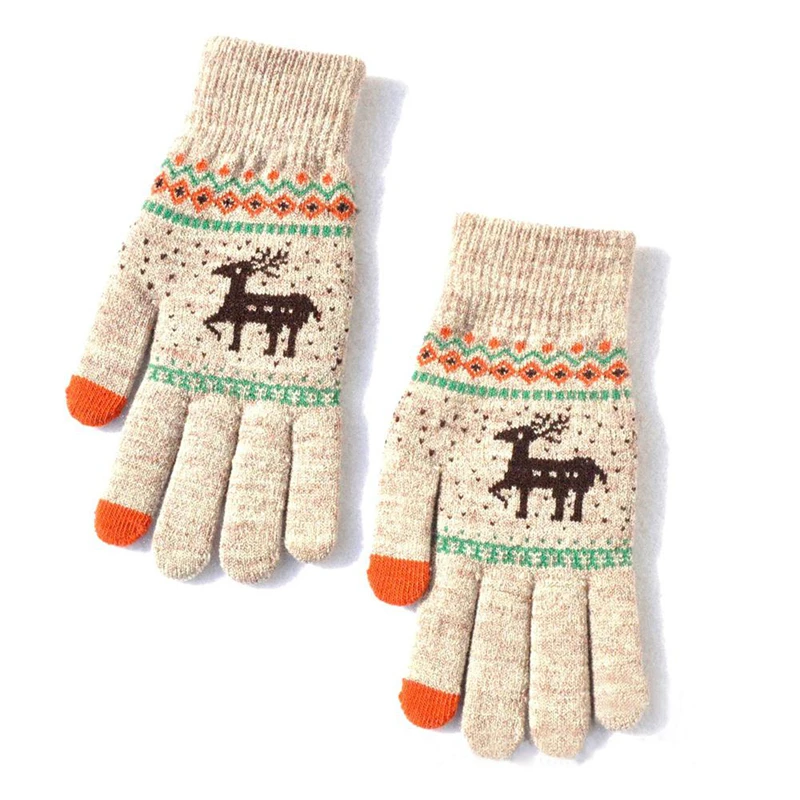 Guantes De Navidad Elegantes Con Estampado De Alces Gruesos Guantes De Navidad Elegantes Con Estampado De Alces Gruesos