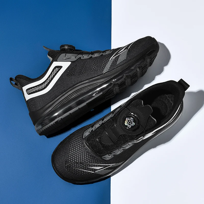 Brand Logo Custom Size US 13 14 EU 47 48 Self Lacing Sports Sneakers Blank Full Sole Air Cushion Running Walking Shoes for Men