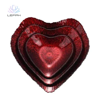 Wedding Party Home Kitchen Creative Handmade Fruit Salad Heart Shaped Glass Plate