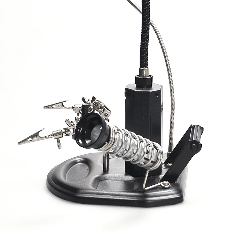 360 Degree Rotation Soldering Helping Hand Clips LED Magnifying Glass with Light for Repair Mobile Phone