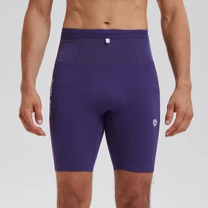 Men's Gym Tight Leggings Workout Shorts 2 in 1 Sports Spandex Nylon Elastic Shorts Three-Quarter Leggings Pants