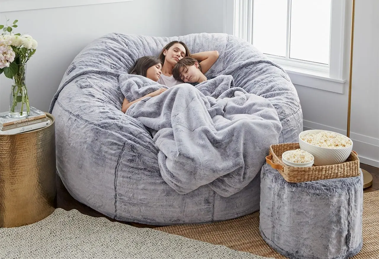 Details about   Giant Removable Washable Bean Bag Bed Room Cover Fur Living Furniture 7ft Sofa L 