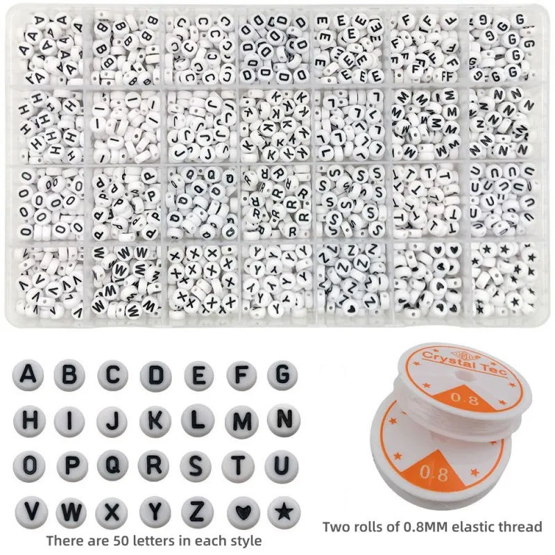 AIXPROBEAD 1400PCS Letter Beads Kit - 4x7mm Round Alphabet Beads A-Z Gold Letters For Jewelry Making Bracelets