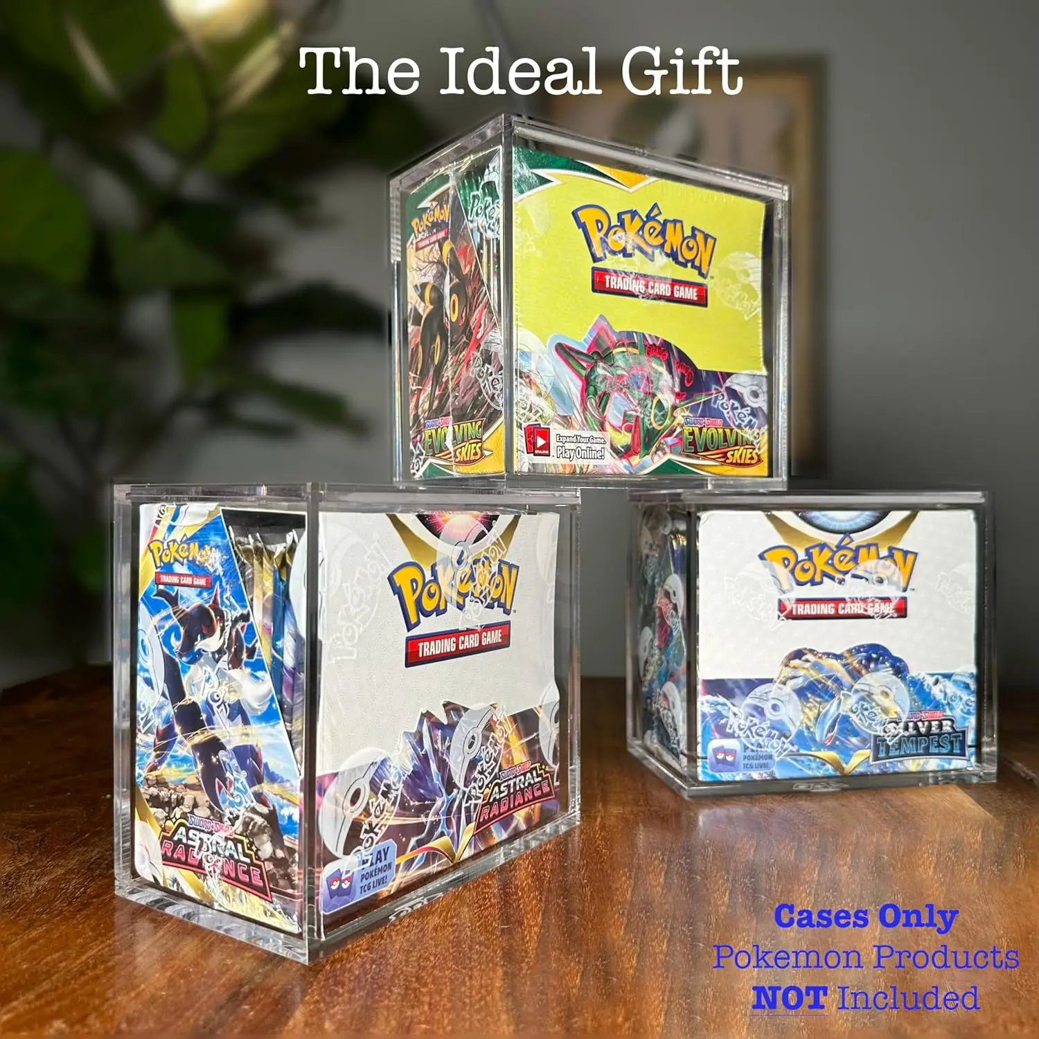 Pokemon Booster Box Case Sliding Magnetic Lid Clear Acrylic Display Rack  for Card Storage Protective Case Hard Storage Features