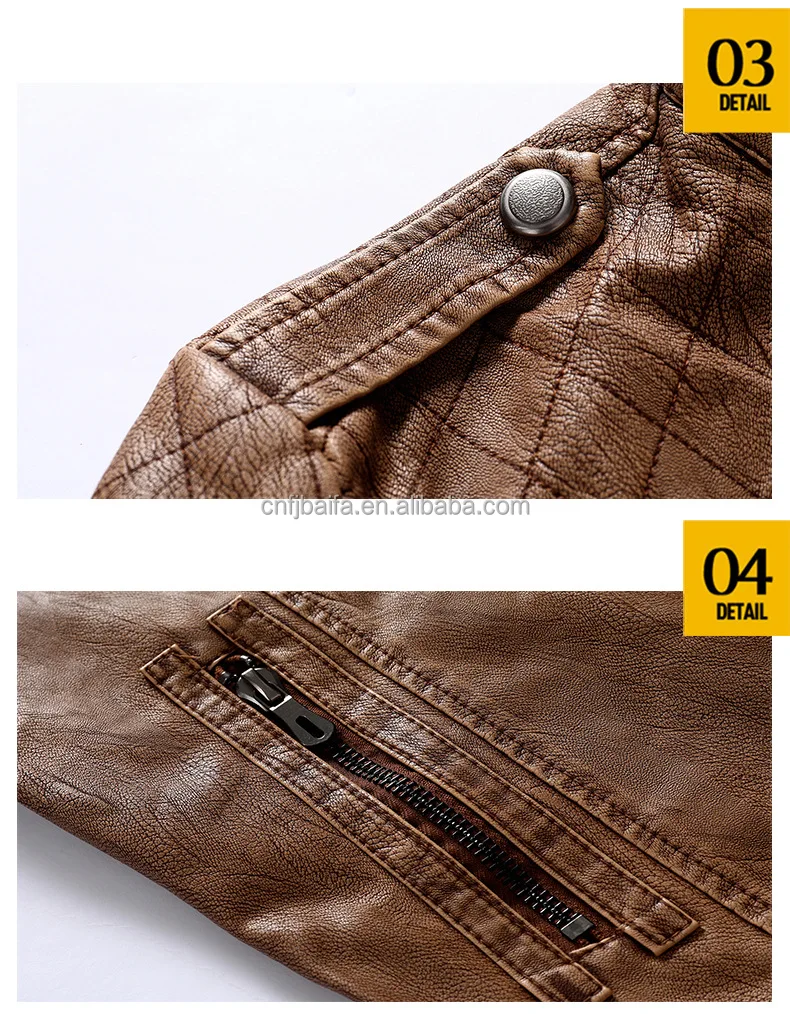 Autumn Winter Trend Brand Men's Leather Jacket Stand Collar Biker