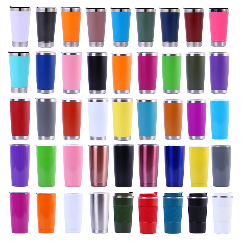 Factory Direct Custom logo 20 oz Powder Coated Regular Tumblers Double Wall Vacuum Insulated Stainless Steel Coffee Car Travel