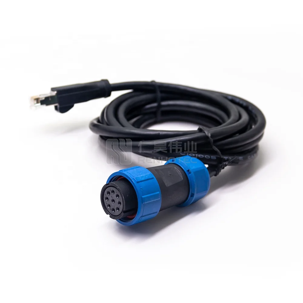 Weipu SP21 Cable Connector 9Pin Female Plug 9 Pin to RJ45 Waterproof Connector with Cable