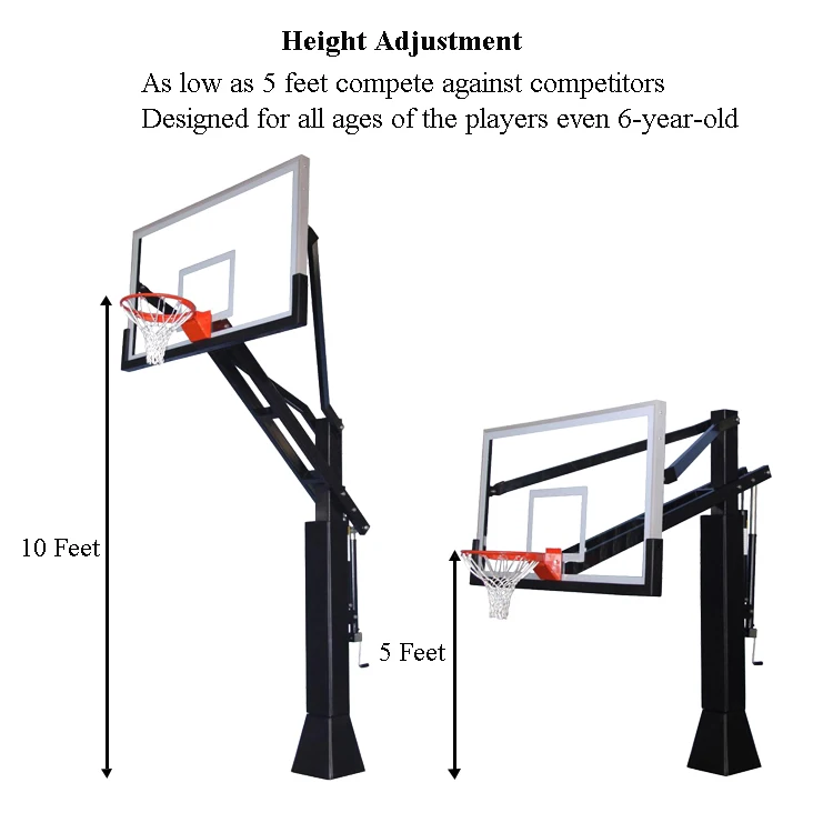 Professional Outdoor Inground Playing Basketball Hoop Custom Adjustable