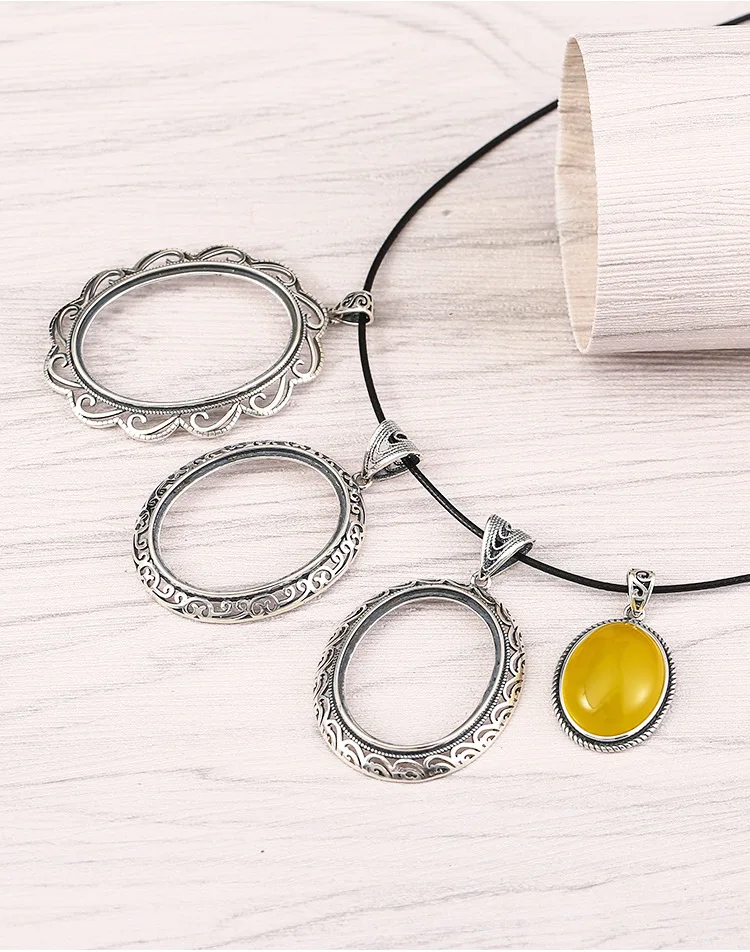 925 Thai Silver Oval Pendant Blank 