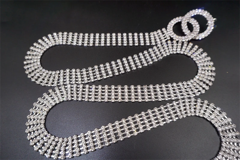 fashion gold waist chain belt  buckles women metal diamond rhinestone belt for dress