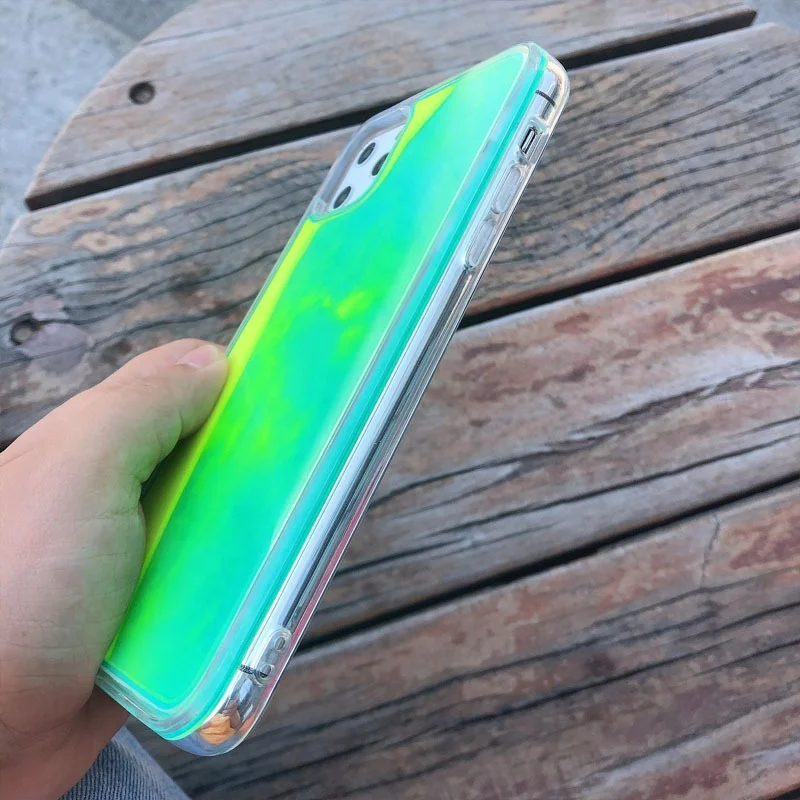Luminous Glitter Neon TPU+PC Quicksand Phone Case for Iphone 12