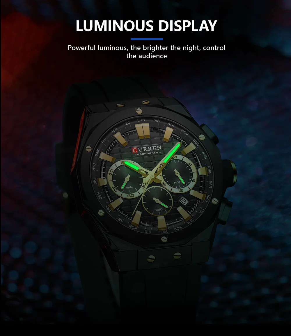 Reloj CURREN 8464 para hombre, cronógrafo multifuncional y