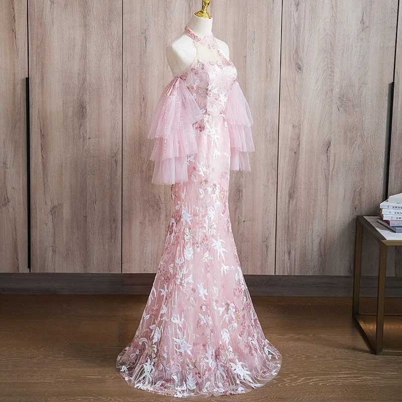 light pink dress for engagement Zapaka Women Ivory Satin Midi Engagement Dress with Long Sleeves Peaked Lapel A Line Bridal Dress, Blush Pink / US14