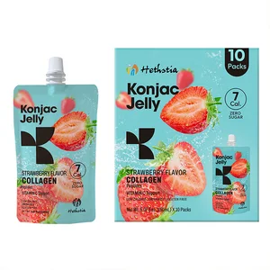 Vegan Zero Sugar Low Calorie Fruity Strawberry Flavored Collagen Peptides Konjac Jelly in Bag Packaging
