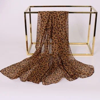 Fashion Custom Print Silk Chiffon Scarf,Animal Leopard Printed Scarf Women
