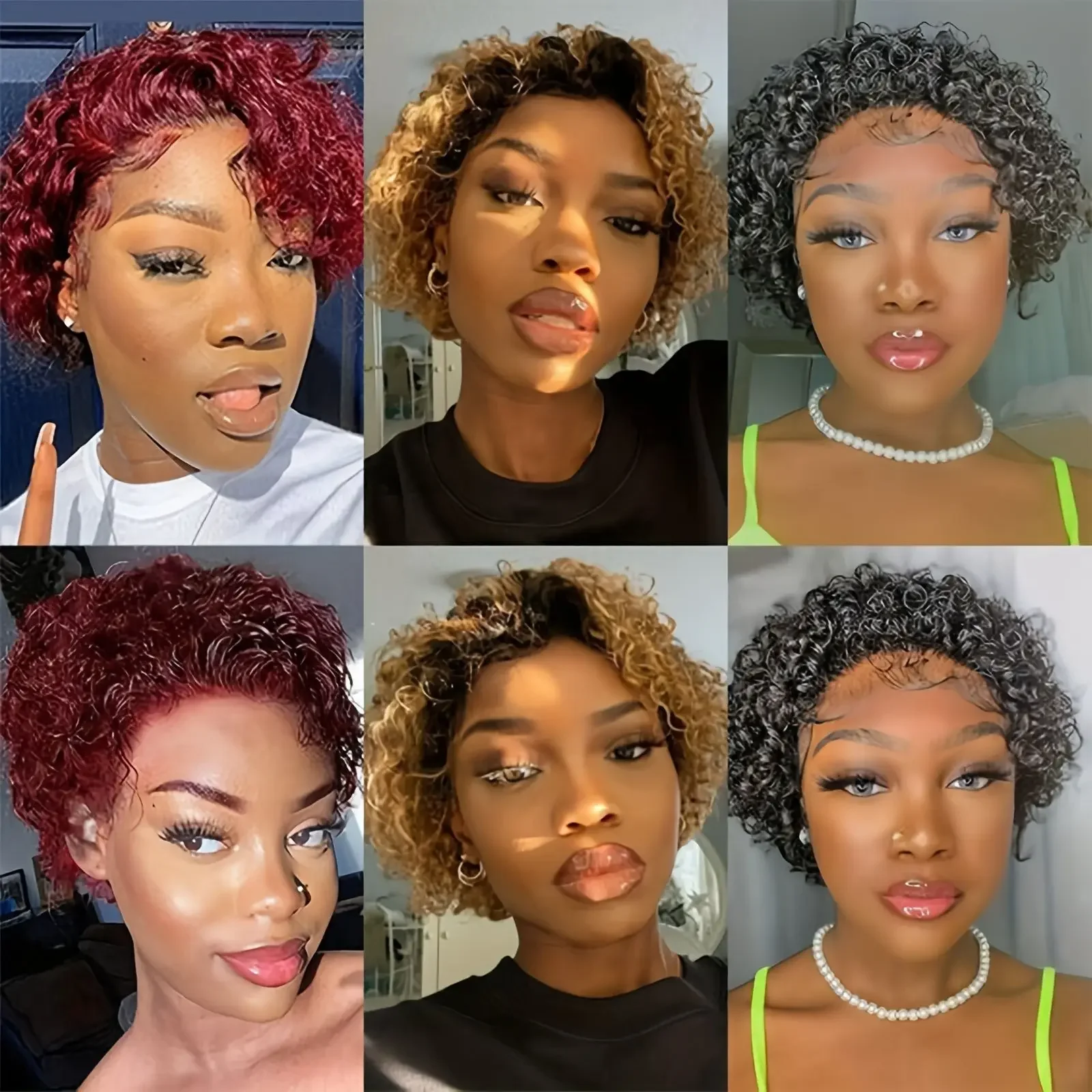 Korte Pixie Cut Pruik Menselijk Haar Pruiken Water Wave Ombre Bruin 13x1 Transparante Kant Voorkant Pruik Braziliaanse Maagdelijke Krullende Pruiken Voor Vrouwen_voghion.com