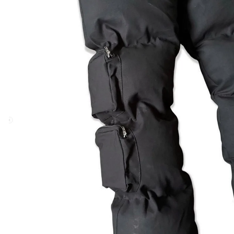 DiZNEW 2022 Custom Puffer Pants Men Elastic Waist Winter Thermal-Insulated Down Pants for Skating Camping black Puffer Pants details