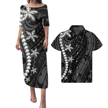 Black Polynesian Tribal Traditional Samoan Puletasi Dress For Women ...