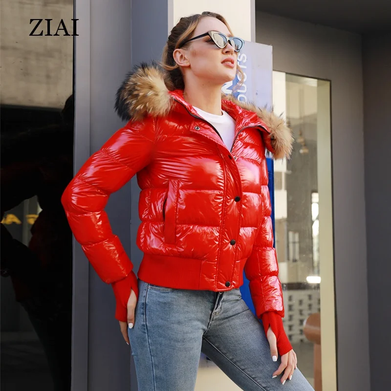 Winter Coat Red Shiny Bubble Coat Hot Sale Shiny Pu Bubble Coat