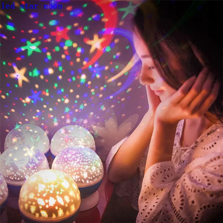Romantic Dream Rotating Projection Lamp USB LED Night Light Sky Moon Star Master Projector for Kids Baby Sleep Lighting