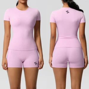 Custom Logo Wholesale Yoga T-shirts Fitness Apparel Sports Yoga Crop Top Womens Gym Clothing Athletic T-shirts