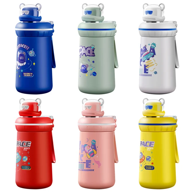 Factory Supplied Cartoon Fashion Portable Large Capacity Custom Kids Water Bottle With Straw