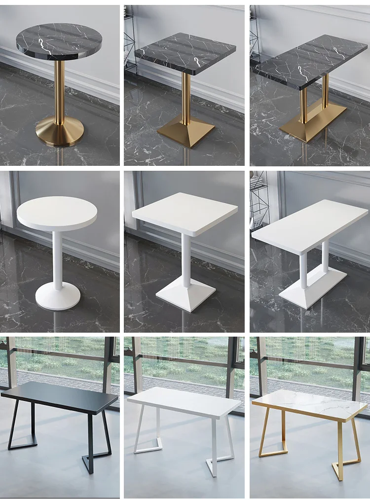 Оптовая продажа по лучшей цене роскошный мраморный рабочий стол кофейня столы для кафе обеденный из нержавеющей стали мебель ресторана на продажу