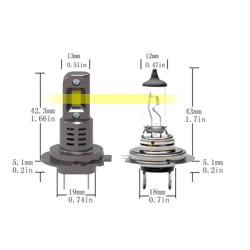 H7 H18 Canbus No Error 80W CSP 3570 LED Headlight Bulb Mini Fanless Head Light Fog Lamp Automotive Motor Bulb 12V 6500K White