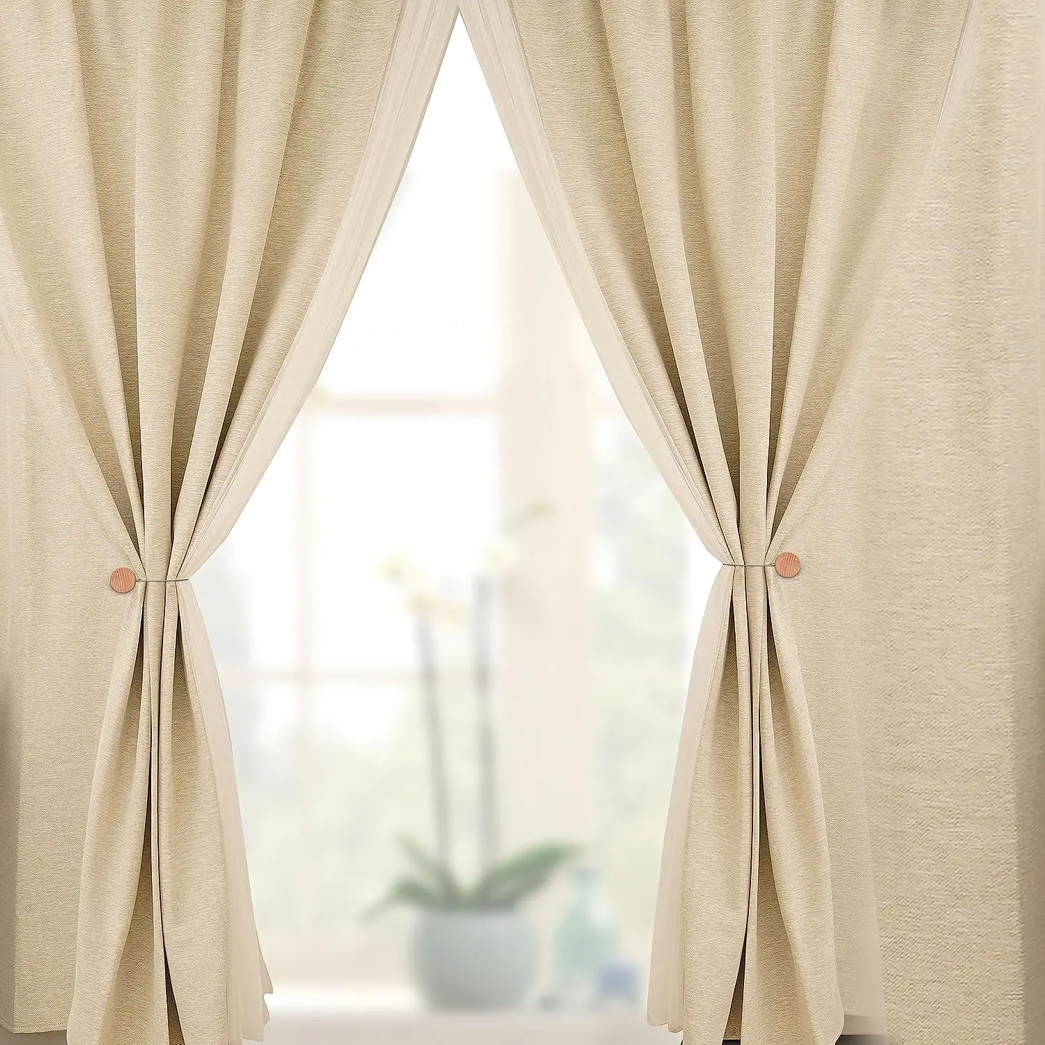 NICEEC Magnetische Vorhang-Raffhalter Aus Baumwolle – Handgewebt, Boho Style, Rosa, 2 Stück, Kein Bohren Nötig