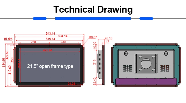 1080p Capacitive Touchscreen Led 21 Inch Lcd Display Usb Port Touch Screen Open Frame Video Player