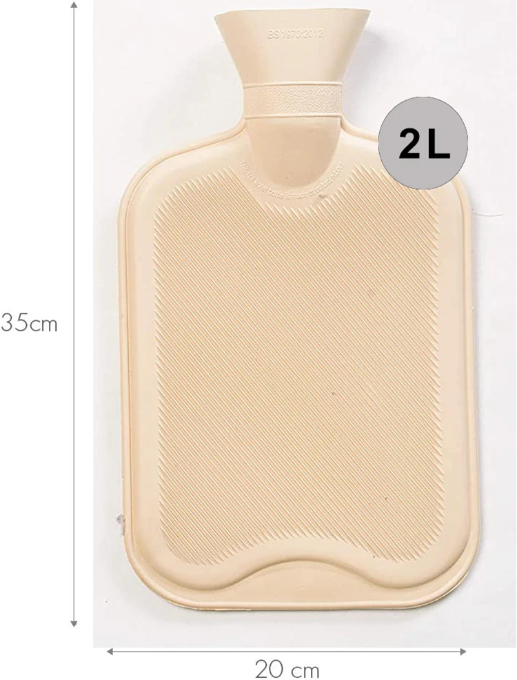 2 Litre 2000 Ml Luxury Cosy Faux Fur Pom Pom Warm Hot Water Bottle