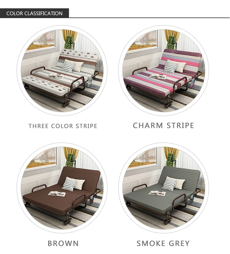 Comfortable Design High Quality Multifunctional Home Wrought Iron Folding Sofa and Bed