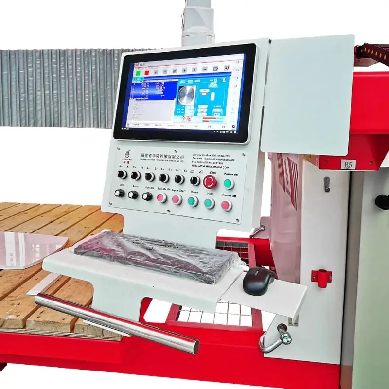 HUALONG Automatic Tile Cutter Machine 5 Axis Cnc Bridge Saw Granite Cutting Machine Sintered Stone Countertop Cutting Machine