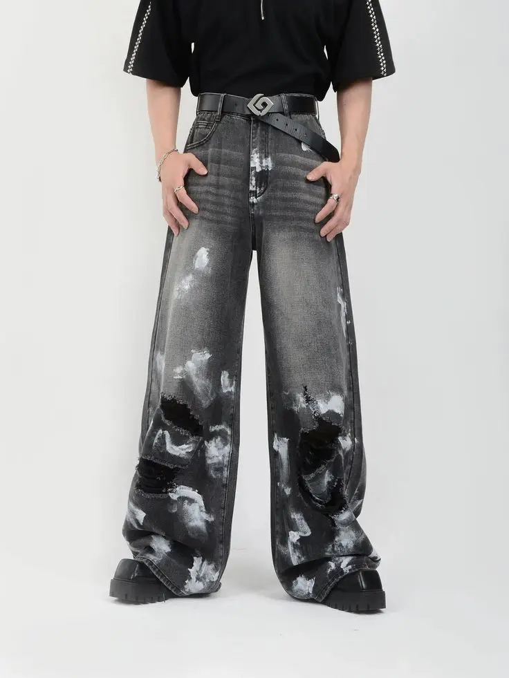 y2k BADEE CONTRASTED COLOR DENIM PANTS