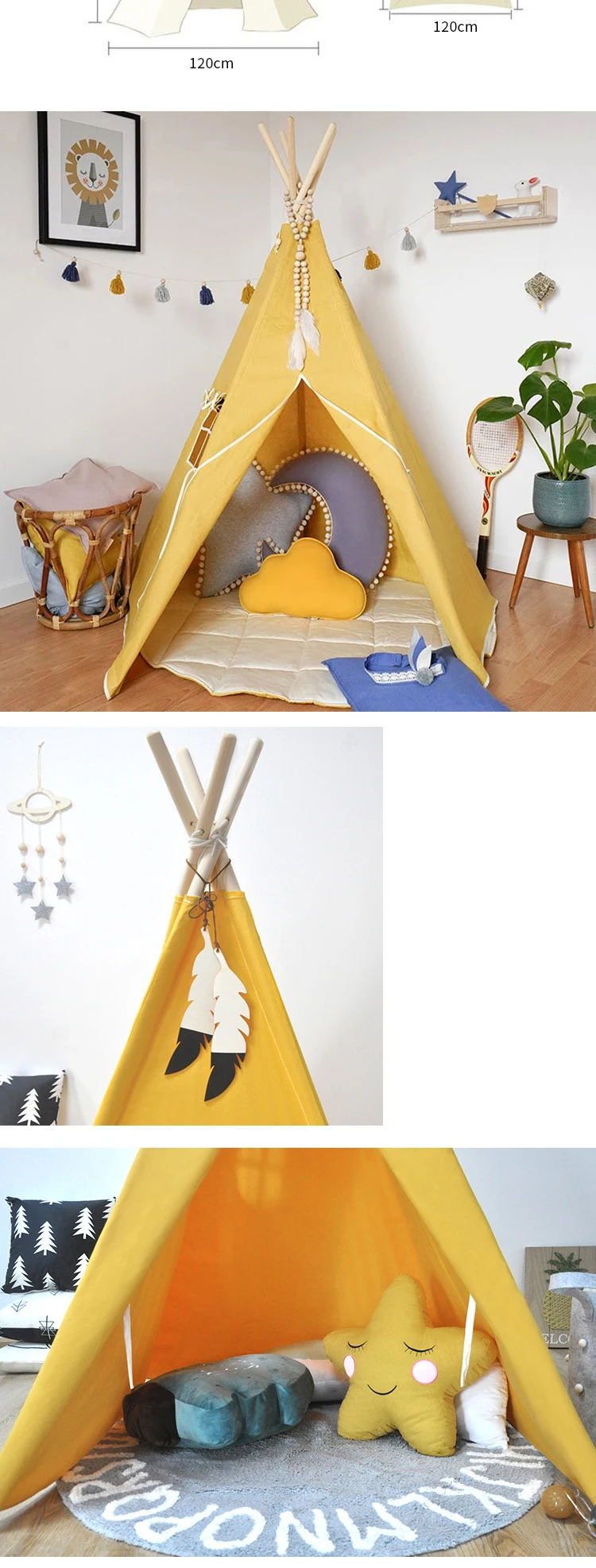 
Детская игровая Палатка Домик вигвам из хлопчатобумажной ткани детский вигвам индийский вигвам палатка 