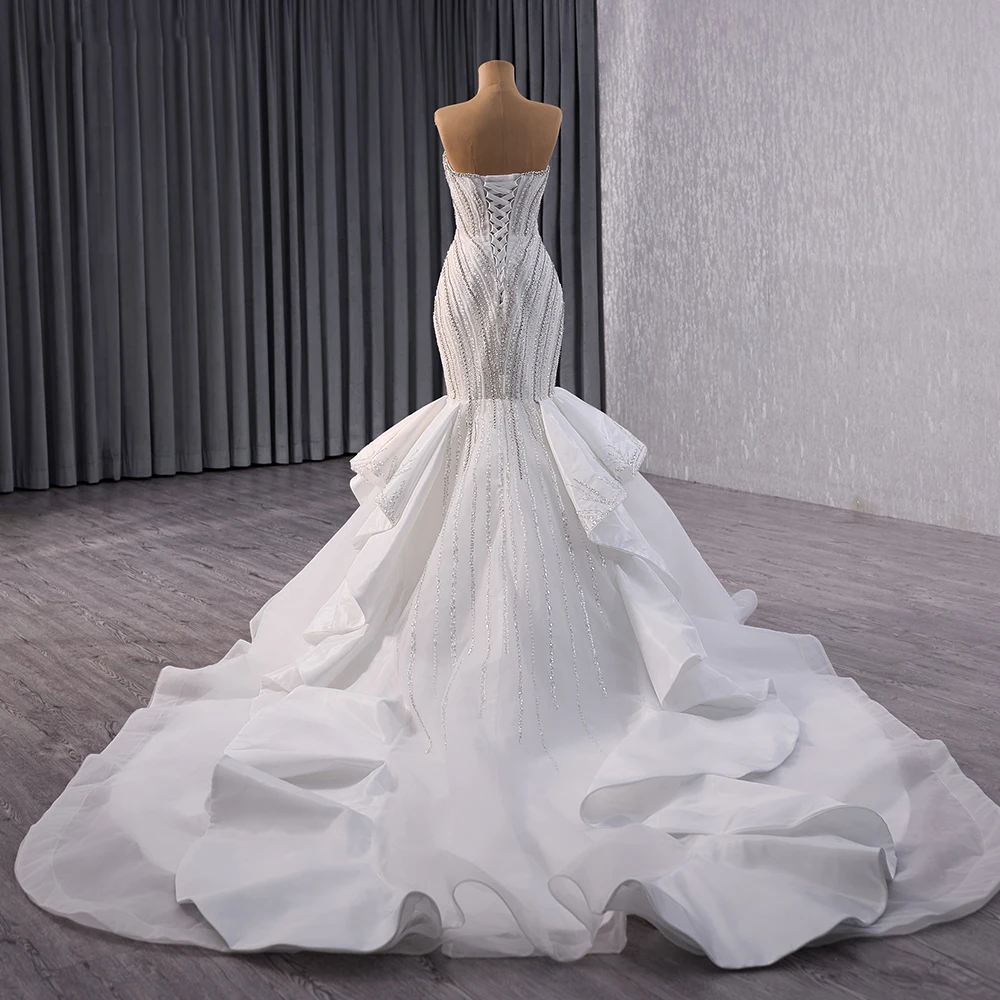 strapless mermaid wedding dress Strapless Mermaid Wedding Dress & Removable Sleeves 10 / Off White