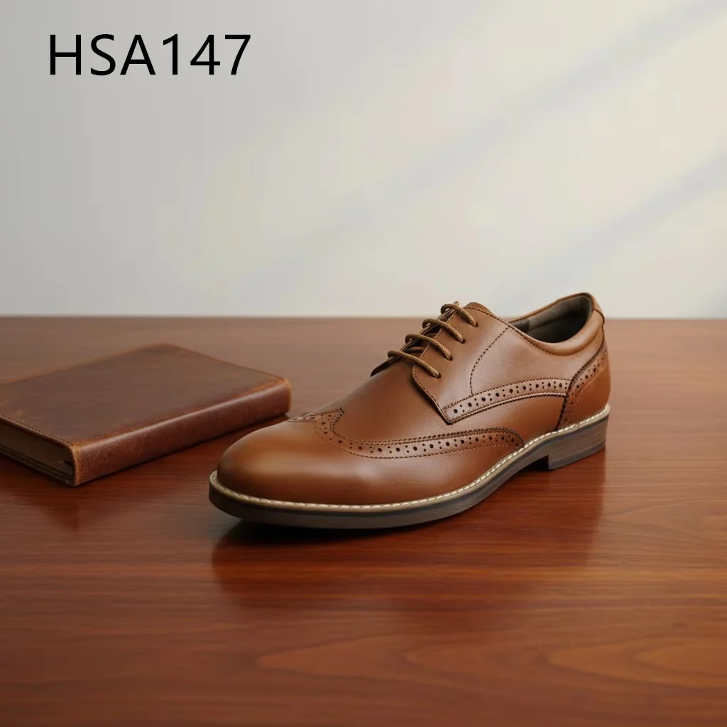 ZYF,Important Occasion Wing Style Fashion Men Dress Shoes Evening Gala Easy Care Anti-shrinkable Brown Uniform Shoes HSA147
