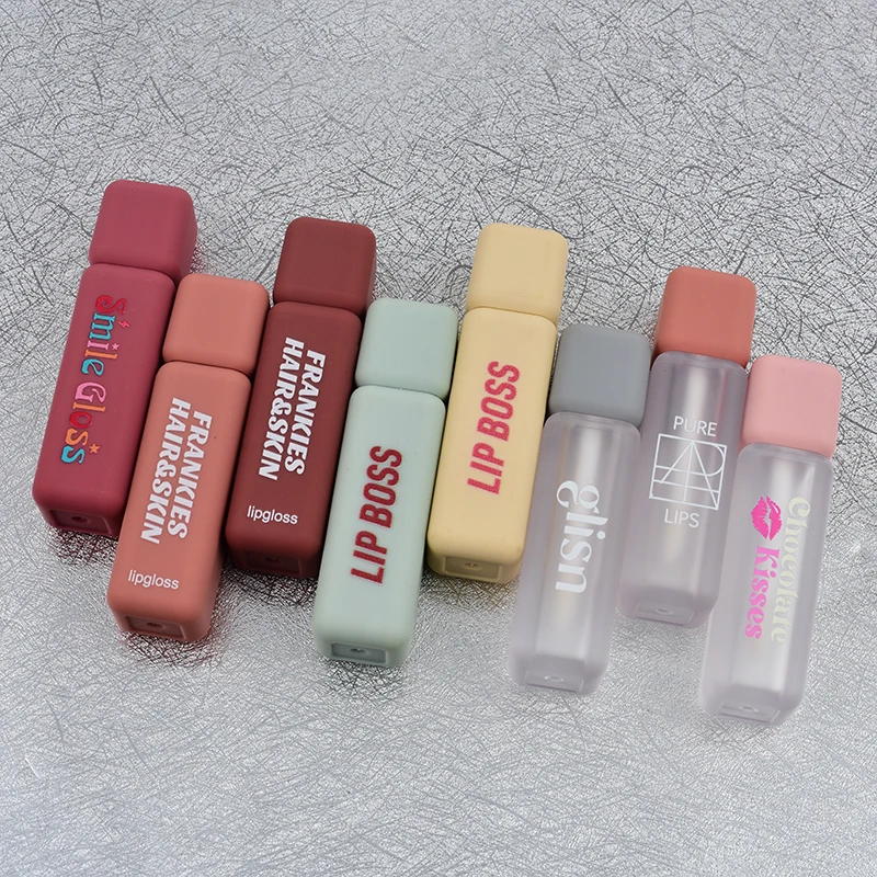 Unique 5ml square Empty Lip Gloss Tubes Packaging Lip Oil Tubes  and Box Custom Label logo Wholesale