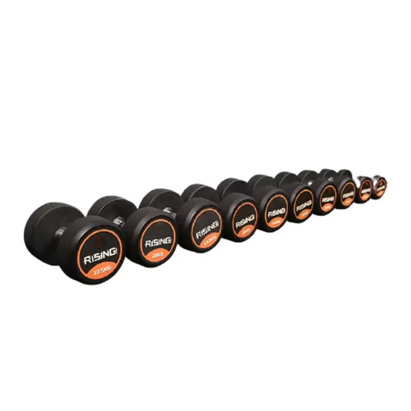 Rising Fitness Strength Training Free Weights Home Use Steel Core Black Unisex Rubber Bumper Dumbbells Set