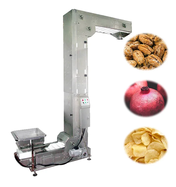 High quality food grade Plastic Bucket Horizontal Conveyor Z shaped Bucket Elevator for Truffles nuts snacks coffee bean