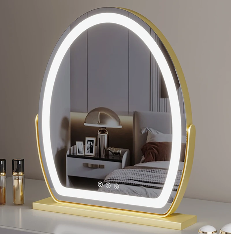 Oval LED Vanity Mirror with Smart Touch Buttons and USB Charging for Personal Beauty